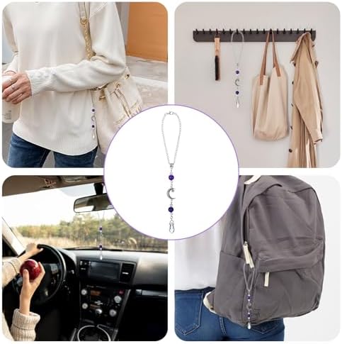 Moon Star Car Mirror Charm with Amethyst Crystal