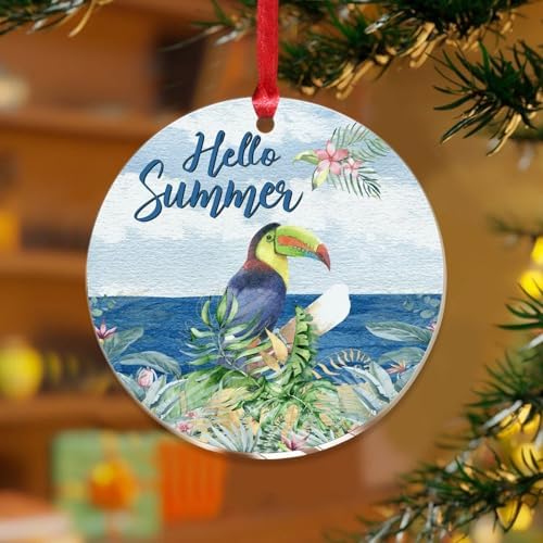 3 Acrylic Christmas Ornaments 2024 Parrot Hello Summer Decor Hanging Baubles