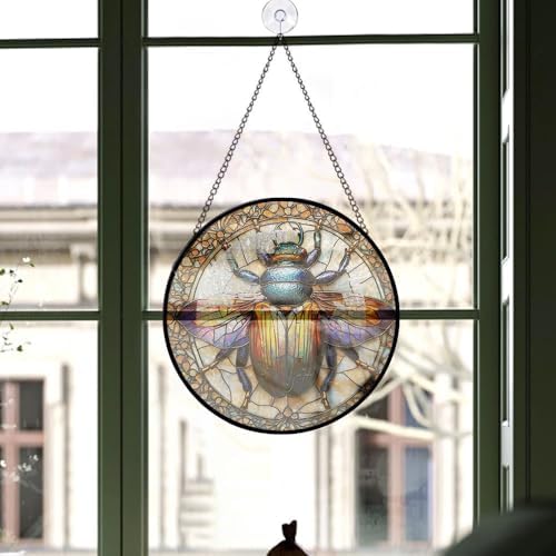 Custom Art Beetle Stained Glass Window Hanging
