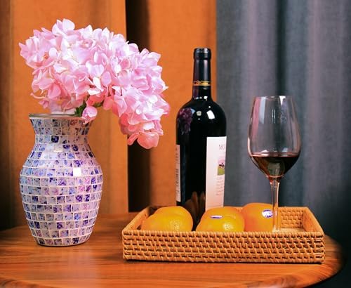 8 Inch Purple Mosaic Glass Vase - Exquisite Decor