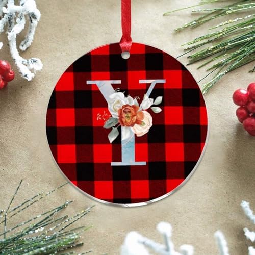 Acrylic Christmas Ornaments 2023 Initial Letter Y Blue Monogram Decorative Hanging Bauble