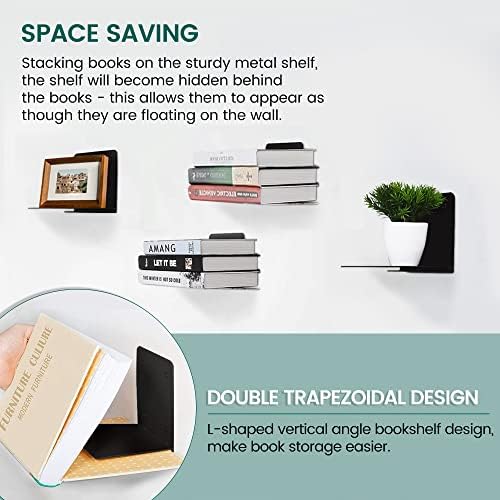 STORAGE MANIAC Floating Book Shelves 4-Pack Black Large