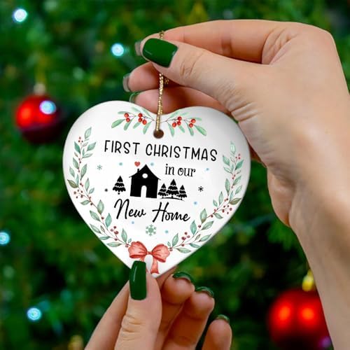 First Christmas In Our New Home Ornament - Heart Shaped Housewarming Decoration