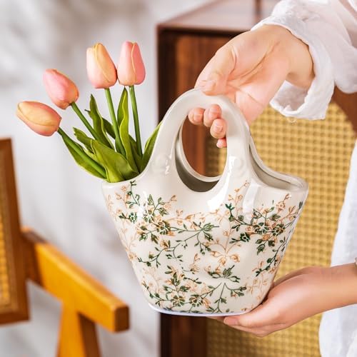 Sure Yuesi Ceramic Purse Vase for Flowers 9 Inches