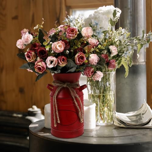 Retro Style Bucket Iron Flower Barrel Farmhouse Decor Vase