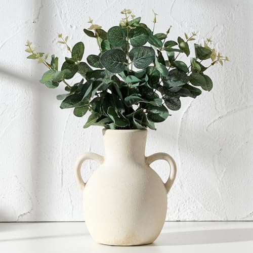 SIDUCAL Rustic Ceramic Farmhouse Flower Vase with 2 Handles 73 Inch