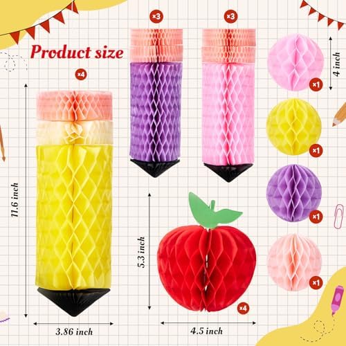 18 Pcs Pencil Apple Hanging Decorations Set