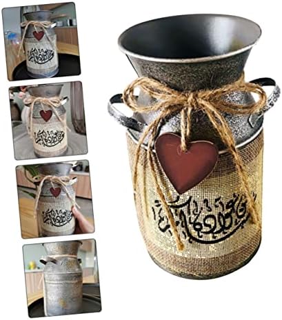 Retro Bucket Iron Flower Vase for Home Decor and Arrangement