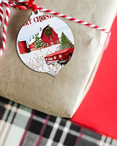 ZOE GARDEN Red Christmas Farm Truck Ornament Set 10PCS
