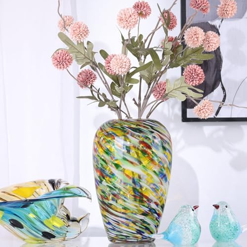9 Tall Yellow Hand Blown Glass Vase for Home Decor