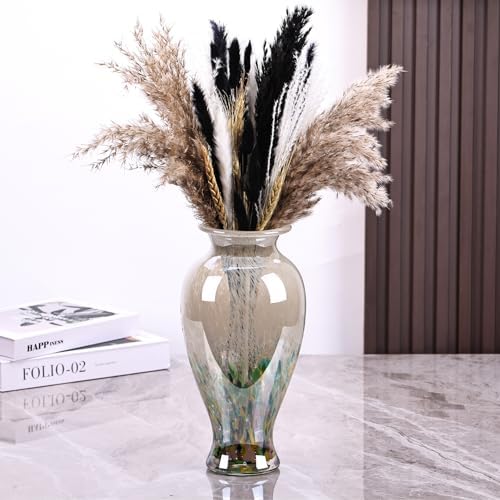 118 Tall Green Blown Glass Vase with Unique Design