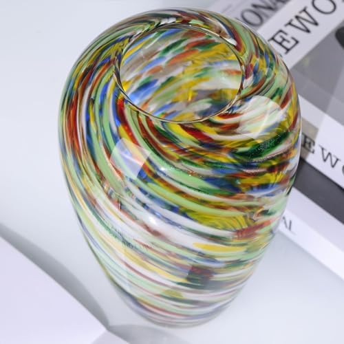 9 Tall Yellow Hand Blown Glass Vase for Home Decor