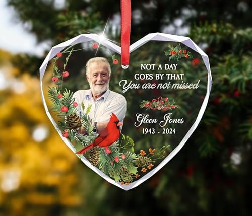 Custom Photo Memorial Glass Ornament for Mom Dad