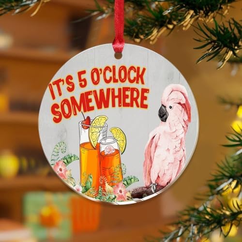 3 Acrylic Christmas Ornaments 2024 Tropical Flamingo Hanging Decor