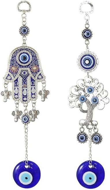 Generic 2 Pcs Blue Evil Eye Butterfly Hanging Ornament for Home and Car