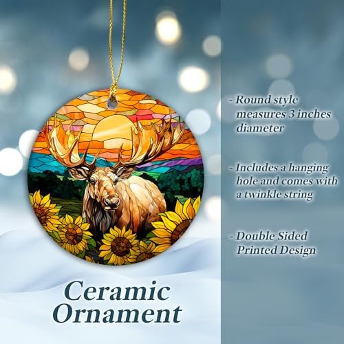 Stained Glass Moose Christmas Ornament for Kids and Animal Lovers