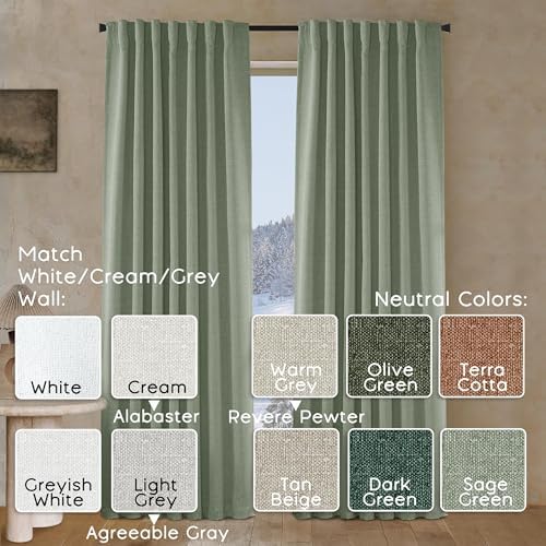 PANELSBURG Sage Green Boho Blackout Curtains 2 Panels Set
