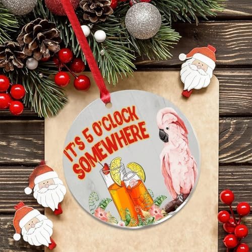 3 Acrylic Christmas Ornaments 2024 Tropical Flamingo Hanging Decor