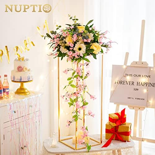 Nuptio Gold Vases Centerpieces 2 Pcs 315 Inch Tall Metal Flower Stand