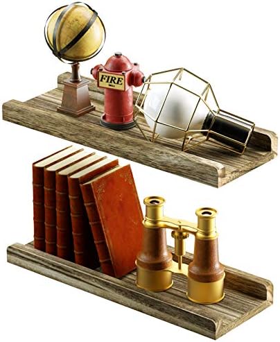 Love-KANKEI Floating Shelves Set of 2 Rustic Wood
