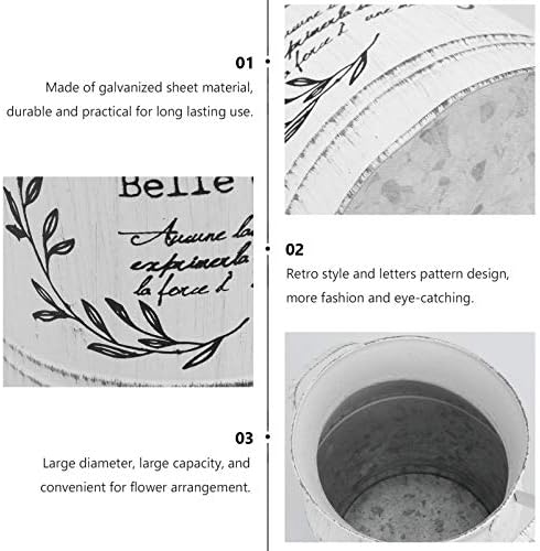 Angoily Retro Galvanized Flower Vase French Style Decorative Bucket for Home Office