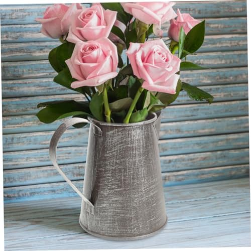 Zerodeko 2pcs Vintage Metal Jug Flower Vase for Rustic Decor