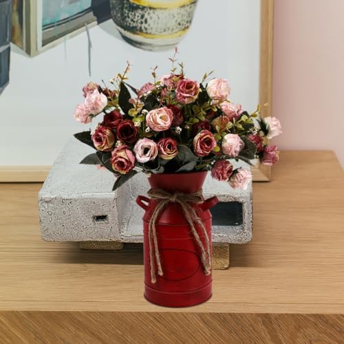 Retro Style Bucket Iron Flower Barrel Farmhouse Decor Vase