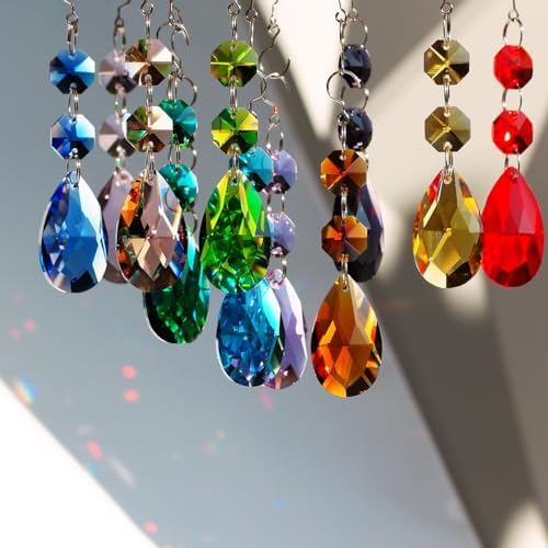 12pcs Teardrop Crystal Chandelier Prisms Suncatcher Beads Replacement