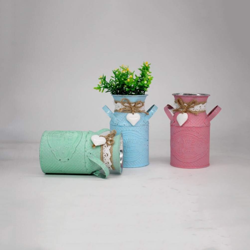 Wakauto Vintage Pink Metal Cube Vase Plant Holder