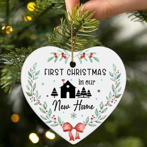 First Christmas In Our New Home Ornament - Heart Shaped Housewarming Decoration