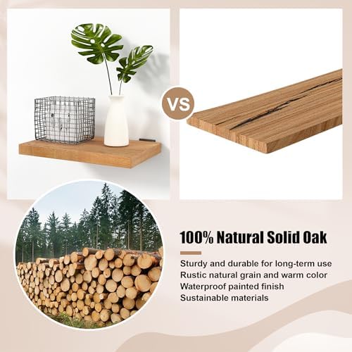 Solid Oak Floating Shelves 16x10 Inch Heavy Duty