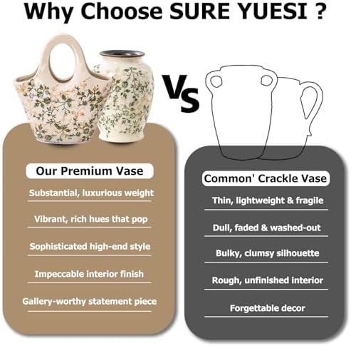 Sure Yuesi Ceramic Purse Vase for Flowers 9 Inches
