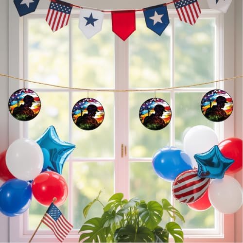Patriotic Soldier Ornament with American Flag Design