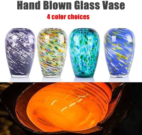 9 Tall Yellow Hand Blown Glass Vase for Home Decor