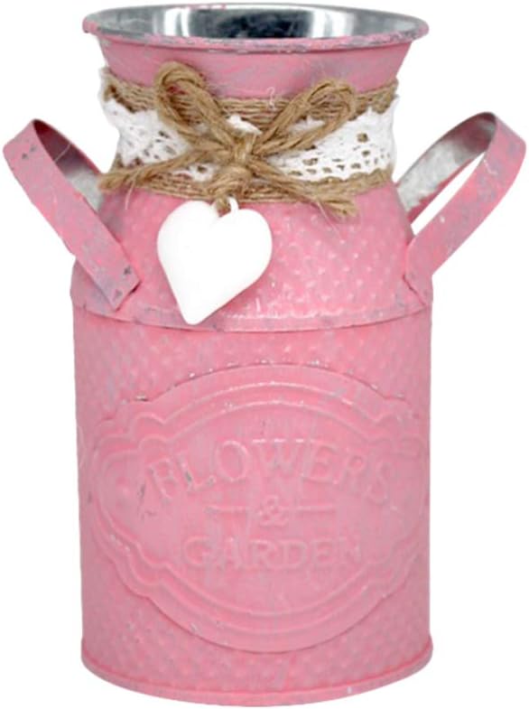 Wakauto Vintage Pink Metal Cube Vase Plant Holder