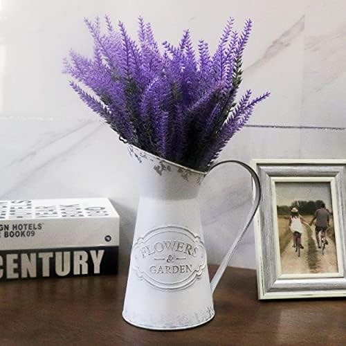Rustic White Metal Shabby Chic Vase for Flowers