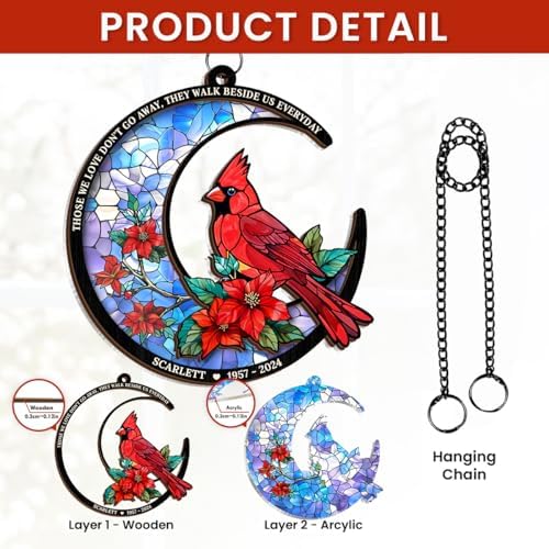 Personalized Memorial Suncatcher Ornament Custom Window Hanging Keepsake Loss of Loved Ones Sympathy Christmas Decor