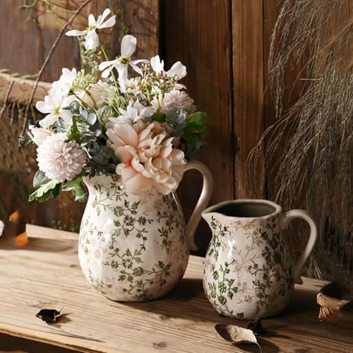 Chinoiserie Green Vintage Ceramic Flower Vase