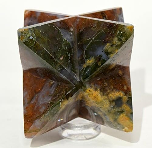 HQRP HC Set 25 Green Orange Blue Moss Agate Merkaba Star Crystal Chalcedony Mineral Stone