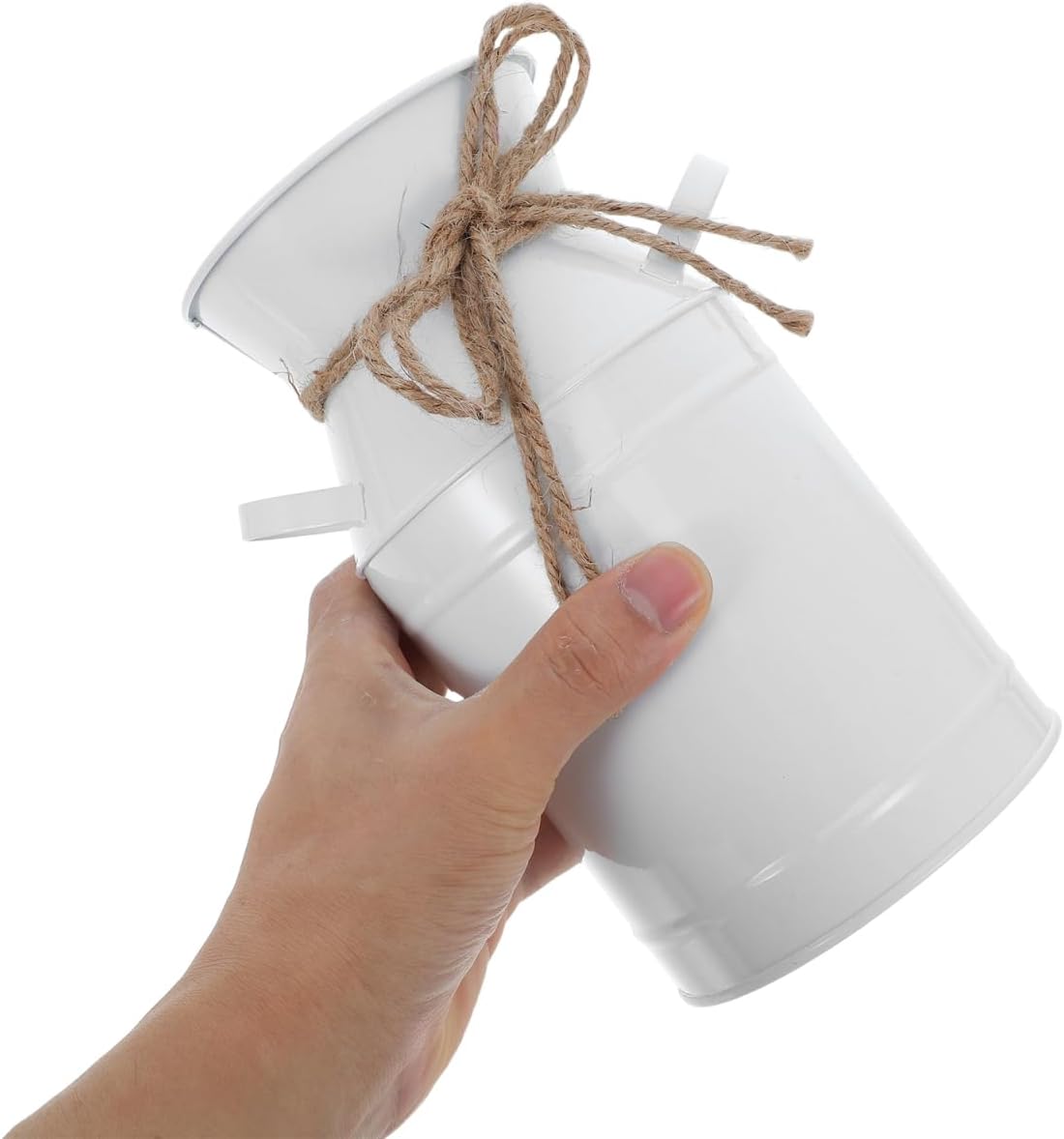 BESPORTBLE Vintage Galvanized Milk Can Jug Vase Rustic Flower Bucket Decor White