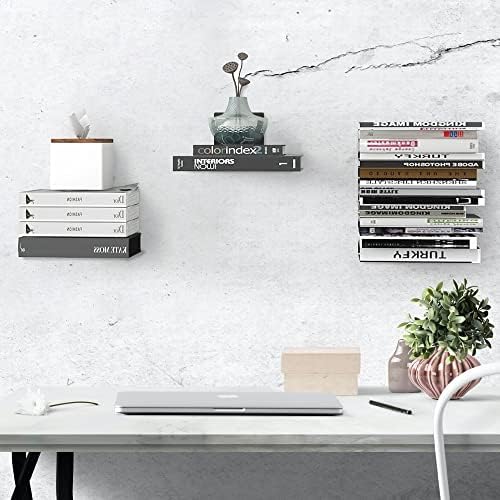 STORAGE MANIAC Floating Book Shelves 4-Pack Black Large
