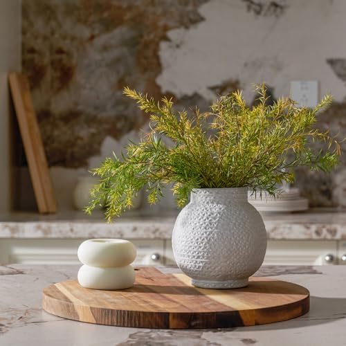 DN DECONATION White Textured Ceramic Vase for Home Decor