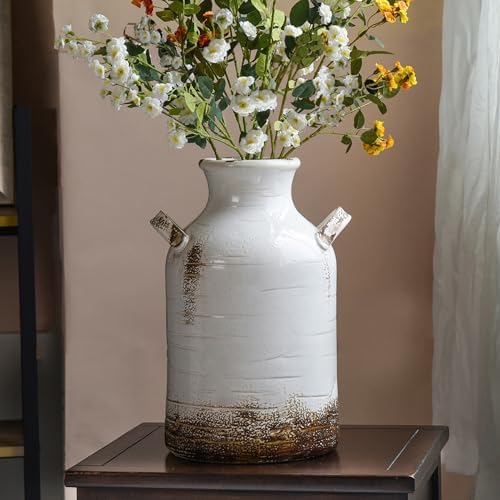 Quoowiit Ceramic Rustic Farmhouse Vase 14 Inch