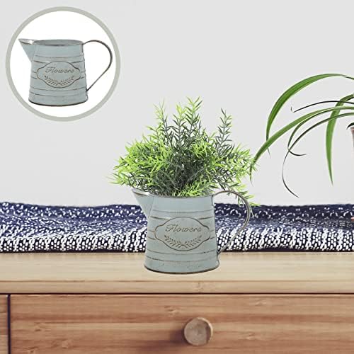 Zerodeko Rustic Galvanized Milk Can Vase with Handle