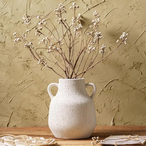 Vintage Farmhouse Flower Ceramic Vase with Handles