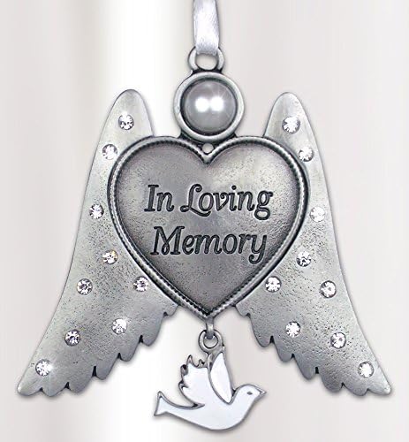 Sympathy Gift Angel Wings Ornament with Heart Engraving