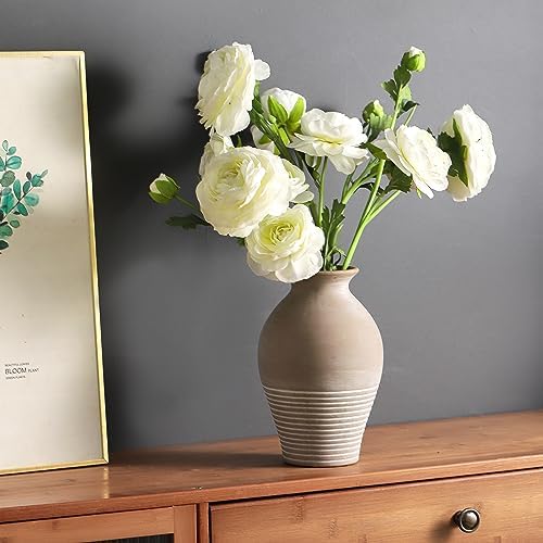 LUKA Ceramic Farmhouse Vase 92 Inch Whitewashed Terracotta