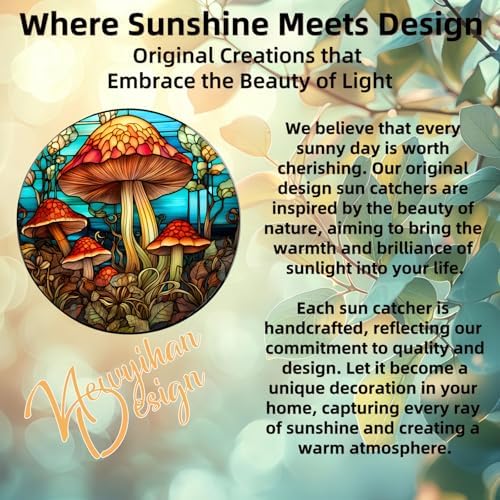 Stained Glass Window Hanging Suncatcher - Mushroom Design