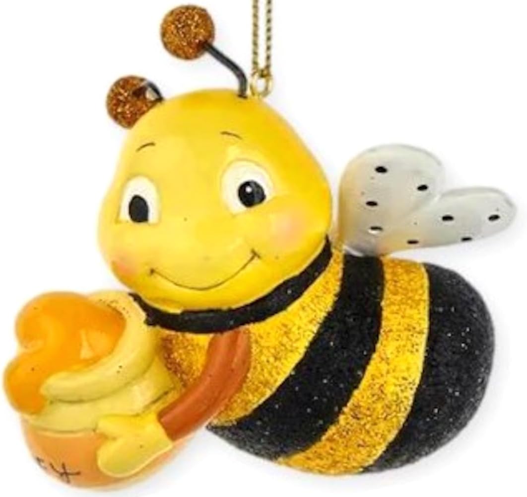 The Bridge Collection 4 Bees and Honey Ornaments Set of 2