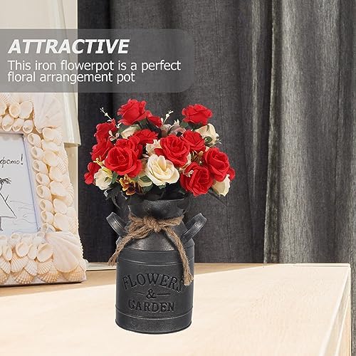 Vintage Galvanized Flower Jug Decorative Planter for Home and Kitchen